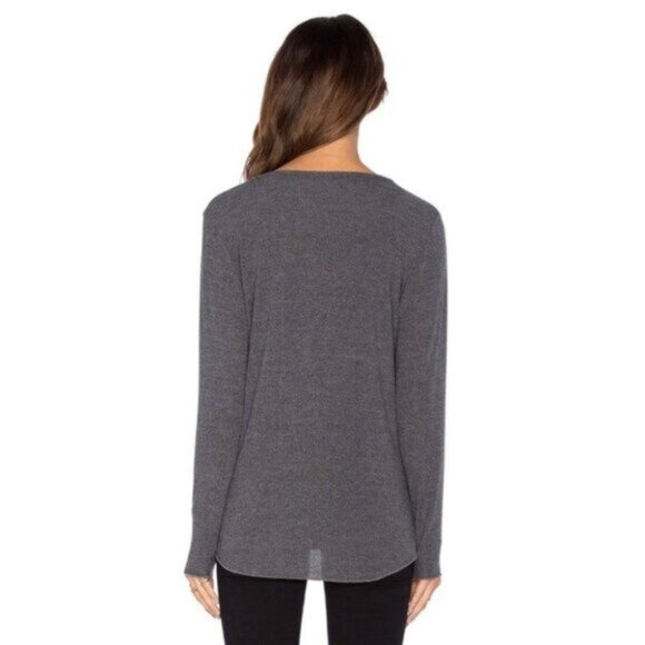 LNA Women's Sweater Strappy V-neck Long Sleeve Soft Charcoal Gray Size XS - Picture 13 of 13
